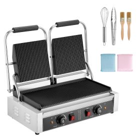 Commercial Panini Grill, 3600W Electric Sandwich Panini Maker, Stainless Steel Double Sandwichs Press with Handle and Temp Control Commercial Panini Grill, 3600W Electric Sandwich Panini Maker, Stainless Steel Double Sandwichs Press with Handle and Temp Control